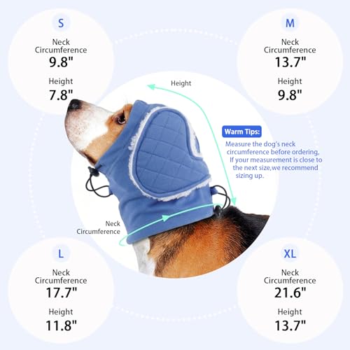 Image of MIGOHI Soft Dog Ear Muffs Noise Protection,Ear Covers for Dogs,Dog No Shake Ear Wrap for Hematoma,Calming Hoodie Quiet Ears Head Warps for Medium Large Dogs Grooming,Bathing,Thunder,Firework,L,Blue