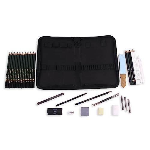 Image of Pieces Professional Drawing Pencils and Sketch Kit for Artist (42)