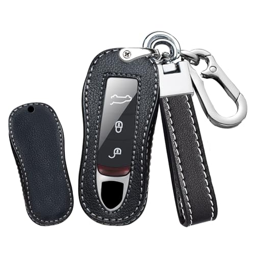 Étui de clé de voiture Porsche Panamera 911 cuir noir 3/4 boutons