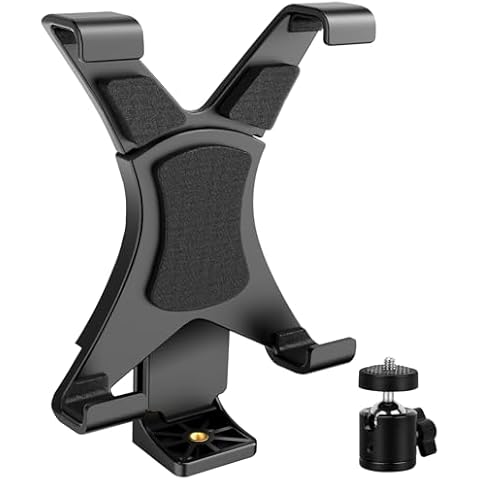 6amLifestyle iPad Tripod Mount Adapter with 360° Rotatable Ball Head, iPad Holder for Tripod, Fits 5” to 7.9” Tablets for Video Recording, Compatible with iPad Mini, Air, Pro 9.7/10.5/11 Cover
