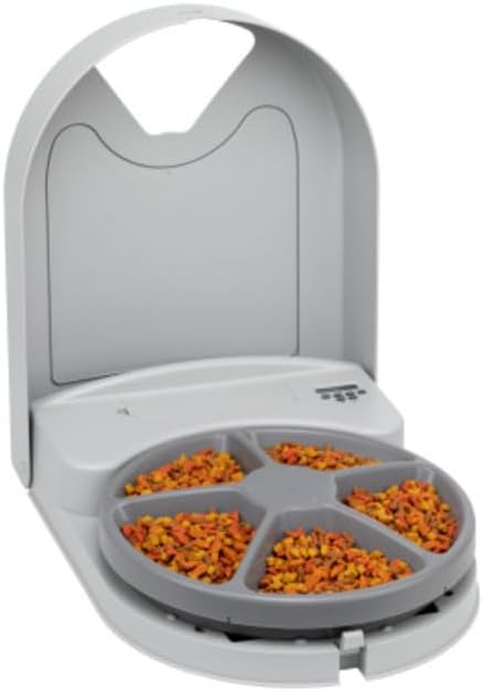 5 Meal Pet Feeder, Automatic, Five Day Programing,White, 5 x 165 g Trays