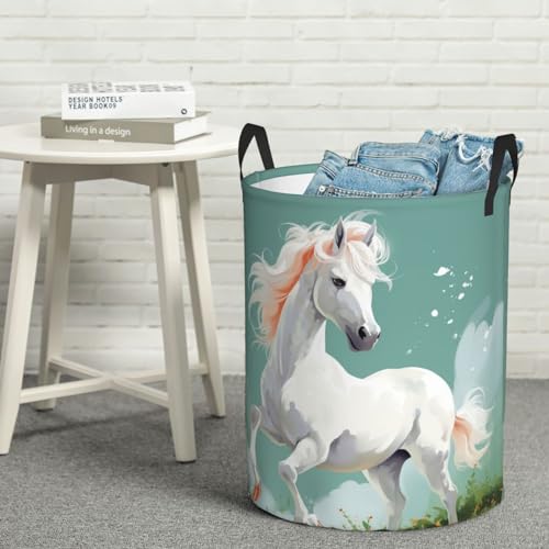 Sac à linge mignon pour dortoir et chambre style cheval blanc - 7