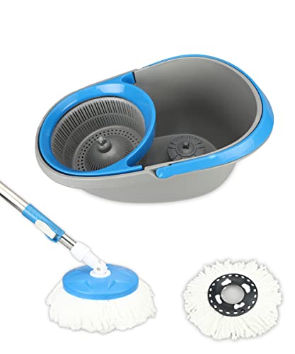 Frestol Plastic Spin Mop Bucket With 2 Refils-360 Degree Cleaning- Grey/Blue (B0C3QGM5D2) Amazon Price History, Amazon Price Tracker