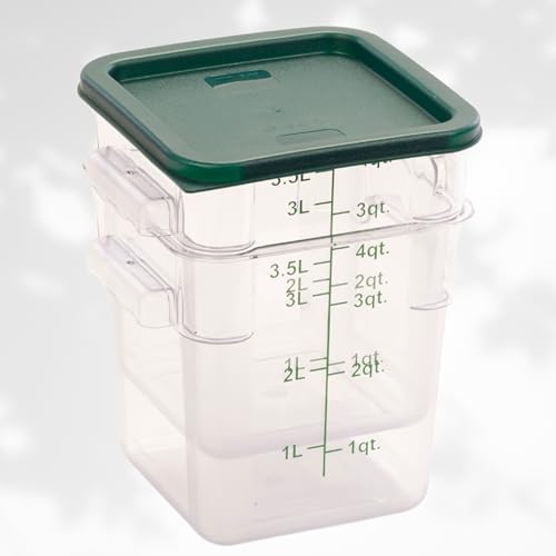 Image of FSE Square Food Container, 4 Quart, Polycarbonate, Reusable, Clear, NSF, (LID SOLD SEPARATELY)