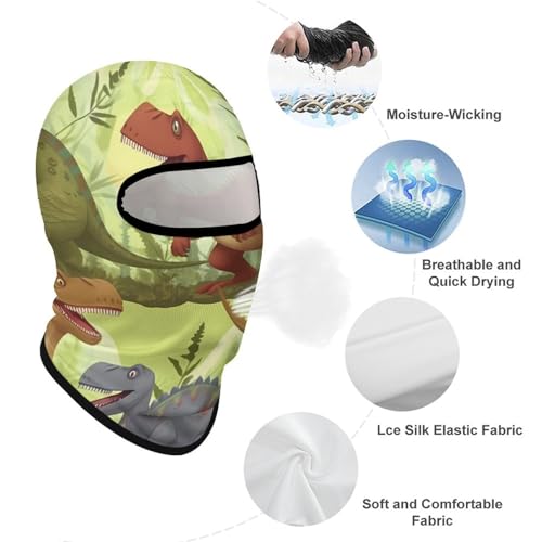 Balaclava de Dinosaurios para Hombres y Mujeres, Máscara Facial Antisolar Transpirable con Cobertura Total de la Cabeza para Senderismo, Ciclismo, Correr, Conducir miniatura 3