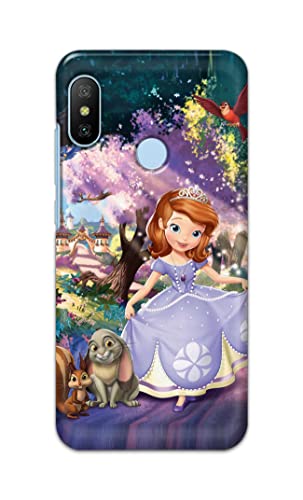 Image of PRINTFIDAA Cartoon Little Girl with Crown and Pet Animals Printed Designer Hard Case for Mi A2 Back Cover -(e) RPM1008