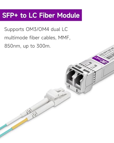 Image of 10GBASE-SR SFP+ Transceiver, 10G SFP+ to LC Multimode Fiber Module Compatible for Cisco SFP-10G-SR, Ubiquiti UniFi UF-MM-10G, Mikrotik S+85DLC03D, Meraki, Netgear, D-Link and More, 2 Pack