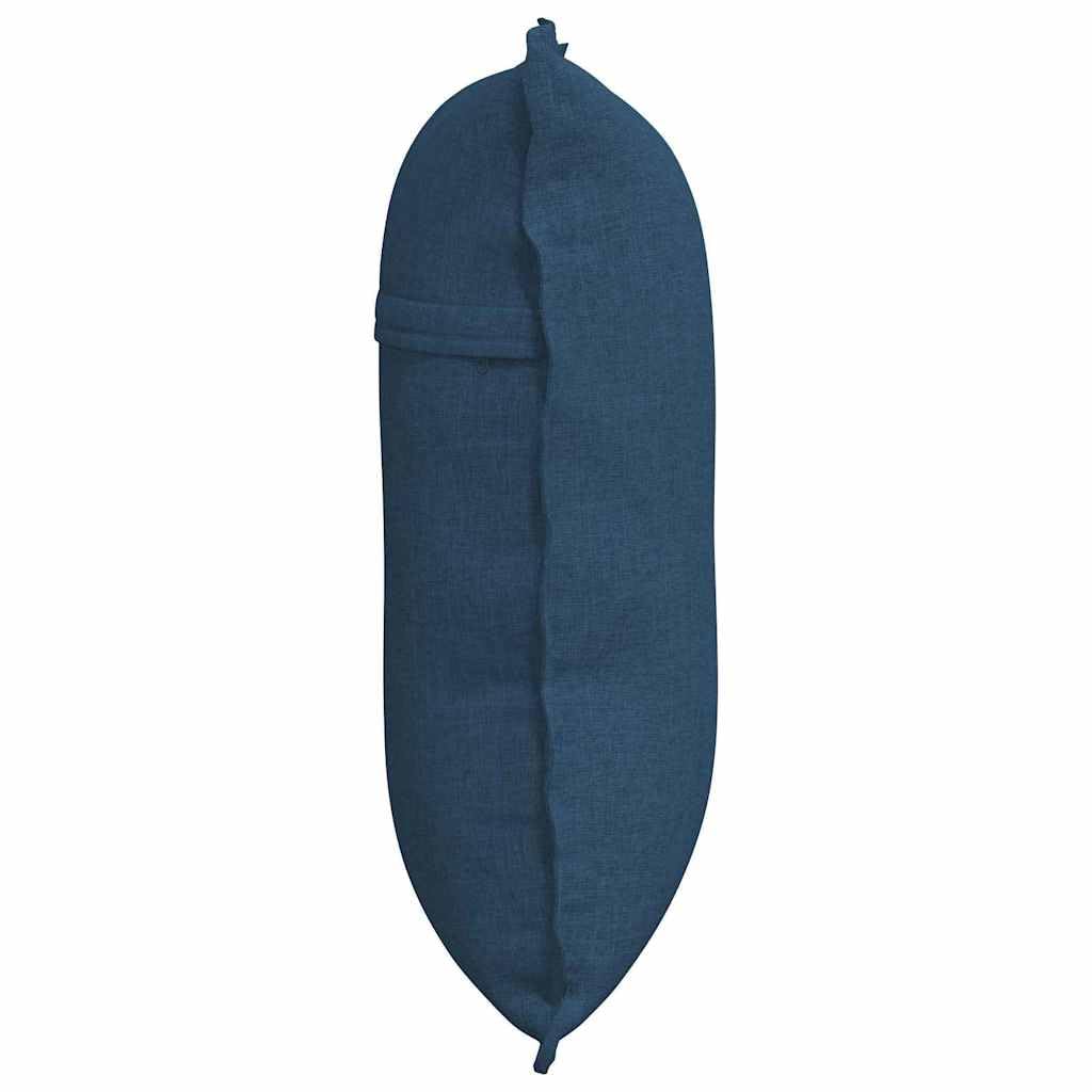 Cojín de respaldo azul de tela, 60 x 19 x 50 cm, con relleno de poliéster, ergonómico, extraíble, lavable, para oficina, sofá, cama, como cojín de apoyo para la espalda para el hogar, viajes