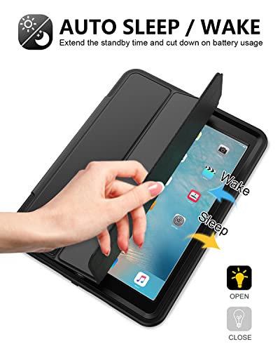 Seymac Ipad 6Th/5Th Generation Case, Durable Sturdy Heavy Duty Shockproof Protection Folio Stand Case With Smart Cover Auto Sleep/Wake For Ipad 9.7 Inch Case, Black #TOP4