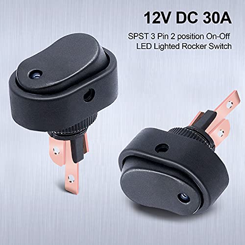 Twidec/4Pcs Led Lighted Rocker Switch Toggle 12V 30A Spst 3 Pin On-Off 4 Colour Round Dot Switch For Car Boat Marine Asw-20D-4C #TOP1