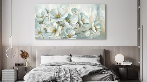 Shoci Large Flowers Wall Art, Sage Green Floral Canvas Pictures, 24" X 48" by Shoci - Used condition - Image 2