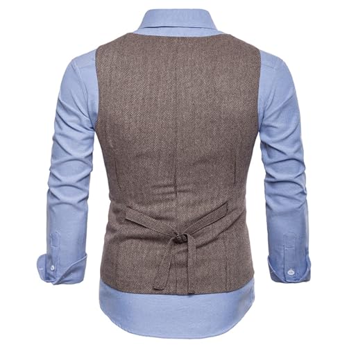 Colete masculino, cor sólida casual fino ajuste com decote em v sem mangas vestido terno colete, col