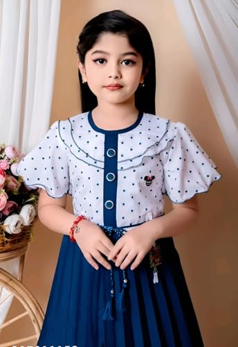 Image of Kids Girls Cotton Linen Knee Length Frock Dress