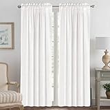 Off White Linen Curtains Pair Set Functional Open Weave Curtain Highly Durable Rod Pocket Extra Long...
