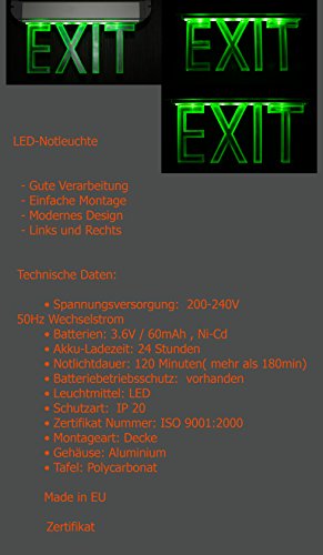 Lampada di emergenza, uscita di emergenza, 8 LED