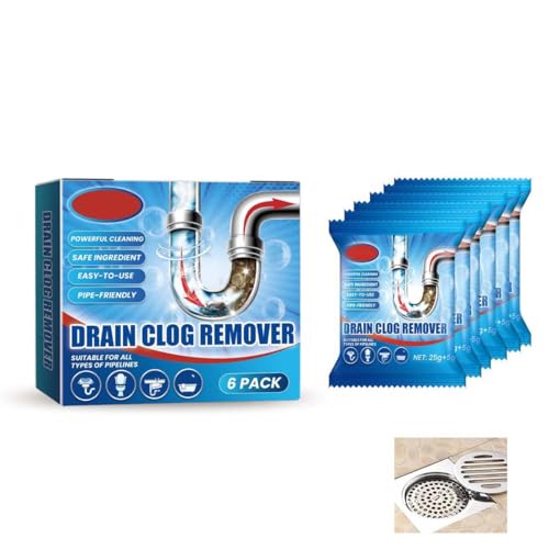 Polvo para Limpieza de Tuberías,Potente Limpiador de Fregadero y Desagüe,Limpiador de Tuberías de Espuma Rápida,Desatascos Y Elimina Olores 25g*6pc