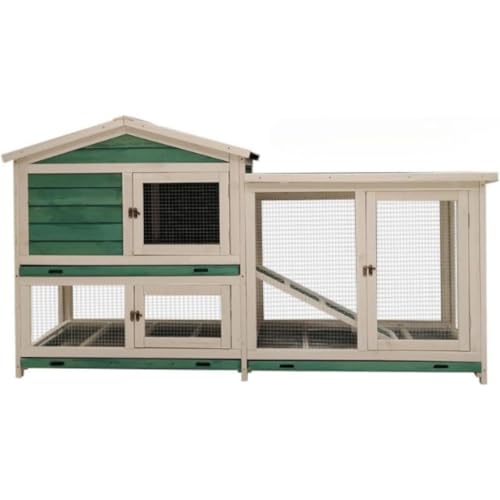 鶏小屋 屋外用の大型鶏舎 木製 屋外ウサギケージ 家禽ケージ 4-6羽用 MumuElf 多扉設計 ウサギ小屋 アスファルトシングル屋根の保護 取り外し可能なトレイ バニーケージ 犬 猫 リス ハムスター 組み立てが簡単 (D)