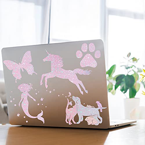 Clabby 36 Sheets Holographic Sticker Paper A4 Vinyl Holographic Laminate Sheets Self Adhesive Waterproof Transparent Film, 11.7 x 8.3 inches(Star)