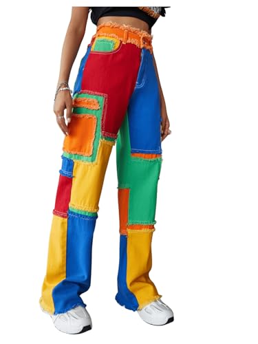 WDIRARA Women's Cow Print High Waist Wide Leg Jeans Casual Long Denim Pants3