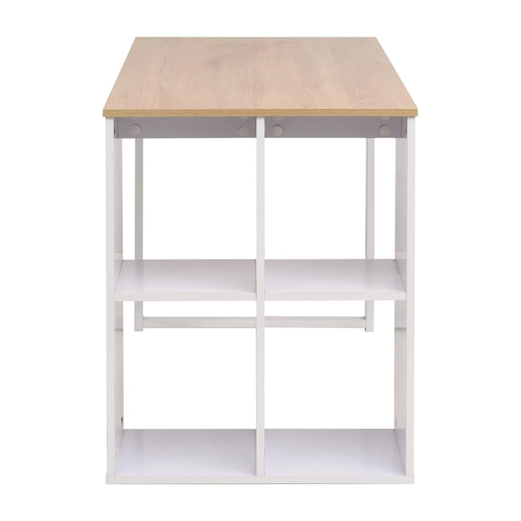 Mesa de trabajo 120 x 60 x 75 cm, mesa de estudio con almacenamiento, roble