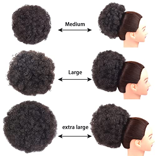 Afro Puff Drawstring Ponytail with Two Clips for Black Women Synthetic Curly Ponytail Bun Extension Hairpieces Updo Hair Extensions (Large - Image 4