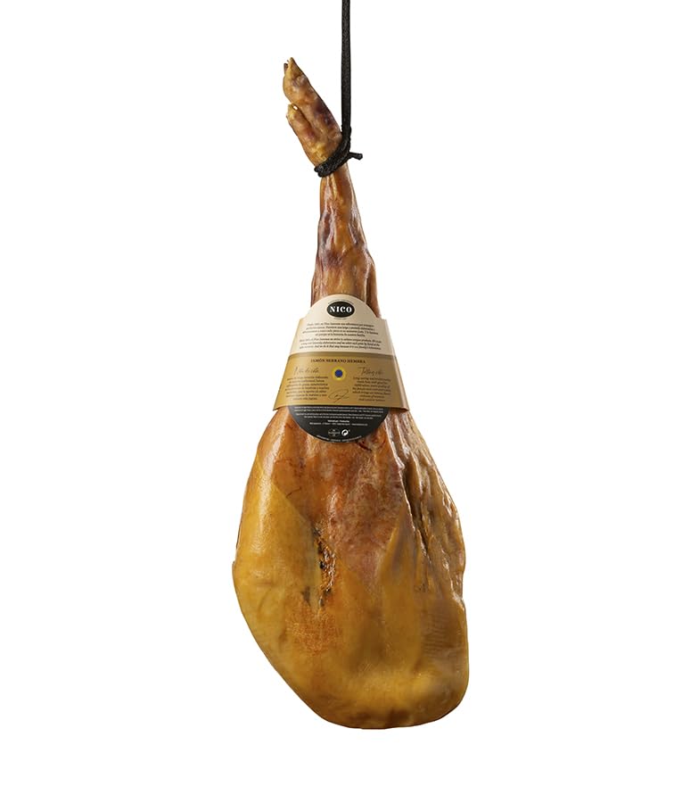 NICO JAMONES - LOTE JAMON SERRANO RESERVA HEMBRA. Jamón Serrano Hembra + Chorizo Ibérico velita 200g + Salchichón Ibérico velita 200g + Queso de Oveja curado D.O. CARMEN 250g