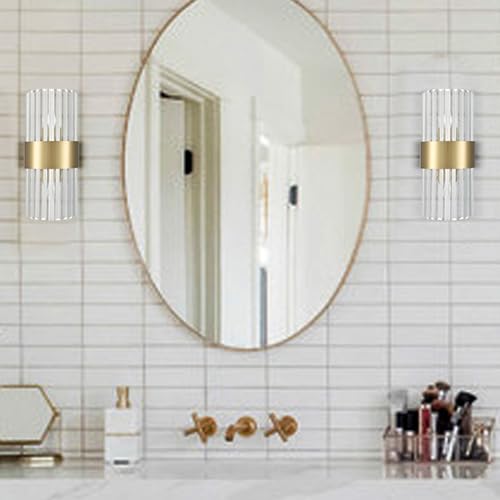 Gold-Crystal-Wall-Sconces-Set-of-Two-Modern-2-Light-Crystal-Glass-Sconces-Wall-Lighting-Brass-Glass-Wall-Light-Fixtures-for-Bathroom-Hallway-Bedroom