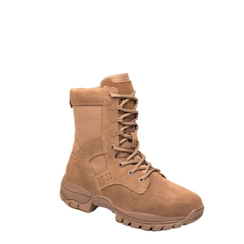 PDUEX Thermal Products Brown Combat Training Boots Side Zipper Leather Boots Mens Leather Boots to Protect Your feet (Color : Brown, Size : 8.5)3