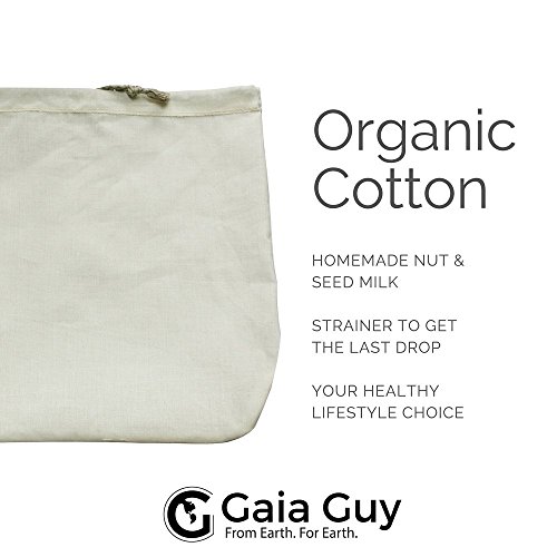 2 Extra-Large Nut Milk Bags - 15" x 15" - All Natural Organic Cotton Food Strainer for Yogurt, Cheese, Nut Milks, Tea, Coffee & More - 100% Eco-Friendly (organic cotton) - Thumbnail 2