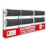 PROREGAL Reifenregal TIRE PRO Made in Germany | Komplettregal | HxBxT 200x450x43cm | 150kg Fachlast | bis zu 54 Reifen auf 3 Ebenen | Verzinkt | Reifenst&auml;nder Garagenregal