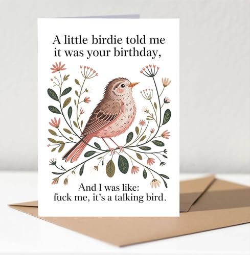 CoCray66 A Little Birdie Told Me It Was Your Birthday And I Was Like Fuck Me It's A Talking Bird Cards - Funny Birthday Card With Talking Bird Gift For Pet Lover - Humorous Adult Card