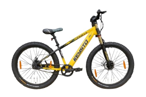 Keysto Cyler 26 Inch Single Speed Front Suspension Fork Double Crown Mountain Bike Bicycle, Men, Yellow Black-image-8