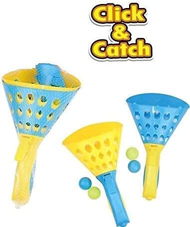 2heet HEET Click and Catch pop and Catch Gun and catching Basket for Children and Adults pop and Catch Launcher Basket Twin Ball Game Indoor Outdoor Toy Set(Multi Color) (Standard)