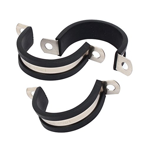 Aexit 38mm Dia Clamps EPDM Rubber Lined U Shaped Pipe Tube Wire Clamps Strap Clamps Clips 3pcs
