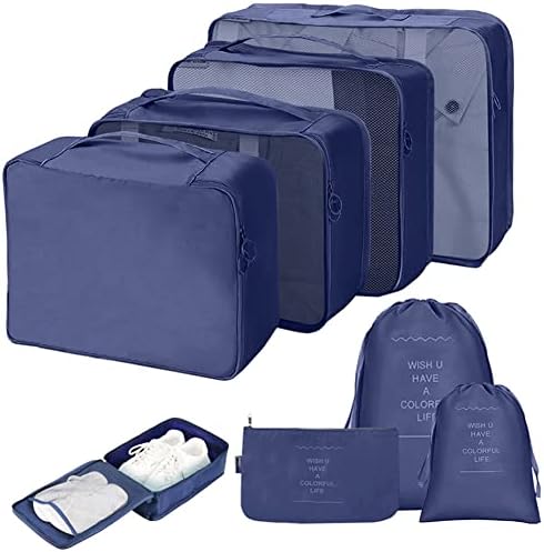 Travel Organiser Packing Bags, Venkaite 6 PCS Travel Packing Cubes Set for Suitcases Travel Luggage Organiser Bags Waterproof Travel Compression Suitcase Bag Travel Essential Bag, Black