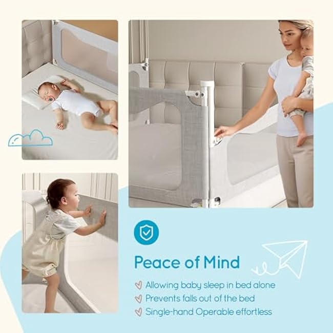 King Size Toddler Bed Rail: 3-Side Protection Bedrail for King Bed - Extral Tall Adjustable Child Safety Side Railing Guards for Infants Kids Child(78.7x78.7X 74.8')