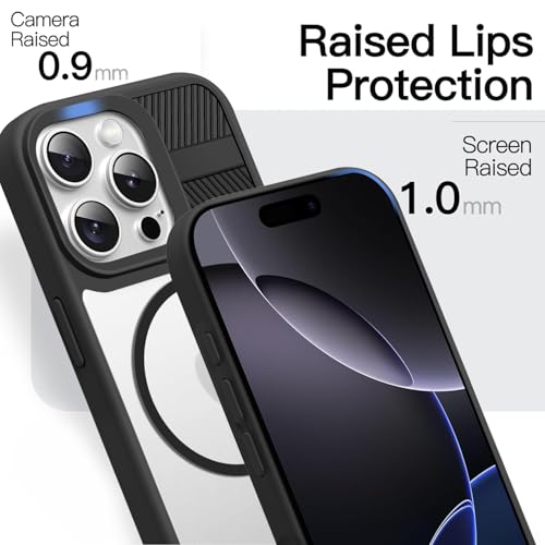 Image of KARWAN️ Magnetic Clear Back Case Cover for iPhone 14 Pro Max (6.7-Inch-) |Acrylic Transparent Slim | Shockproof iPhone 14 Pro Max Mobile Phone Back Cover [Clear Back] [TPU + Pc] [Black]