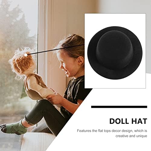 NUOBESTY 4pcs Doll Small Formal Hat Decor Accessory Clothes Ornament Black Top Hats Felt Mini for Snowman Craft Project Cosplay Costume Dress Up Halloween Party Accessories, 13.3X13.3X5CM