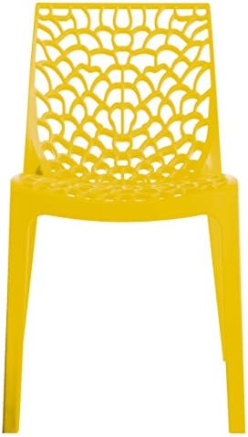 Upon Gruvyer Indoor Outdoor Dining Chairs, from Italy, Stackable, Strong - Brilliant Yellow (2 Chairs)