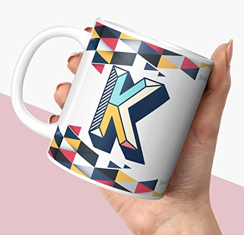 Image of 3D Colorful Alphabet Letter K Printed Coffee Mug For Girls Boys Friends Love Kids Best Gift For Birthday Anniversary Initial Letter K (Microwave Safe Ceramic Tea Coffee Mug-350ml) - ABVWM1 162