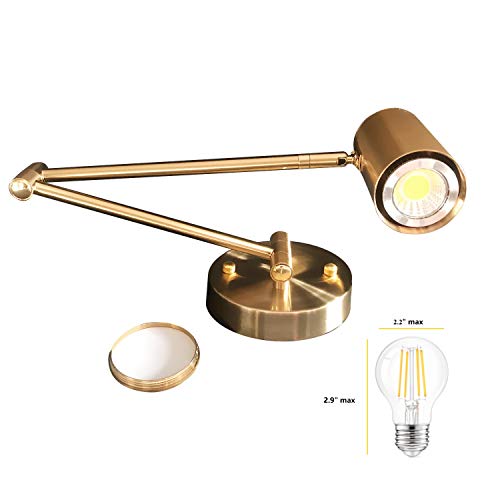 Swing Arm Plug In Wall Sconce Set Of 2, Brass 4500K Neutral White Swivel Arm Led Wall Lighting For Bedroom Living Room #TOP6