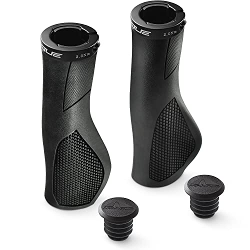 MARQUE Ergo Bike Handlebar Grips â€“ Non-Slip Bike Handle Grip with Ergonomic Comfort Design for Bicycle Flat Handle Bar â€“ Fit Mountain Bike, E-Bike, Hybrid, City Commuter Bikes, Scooter (Ergo Black)