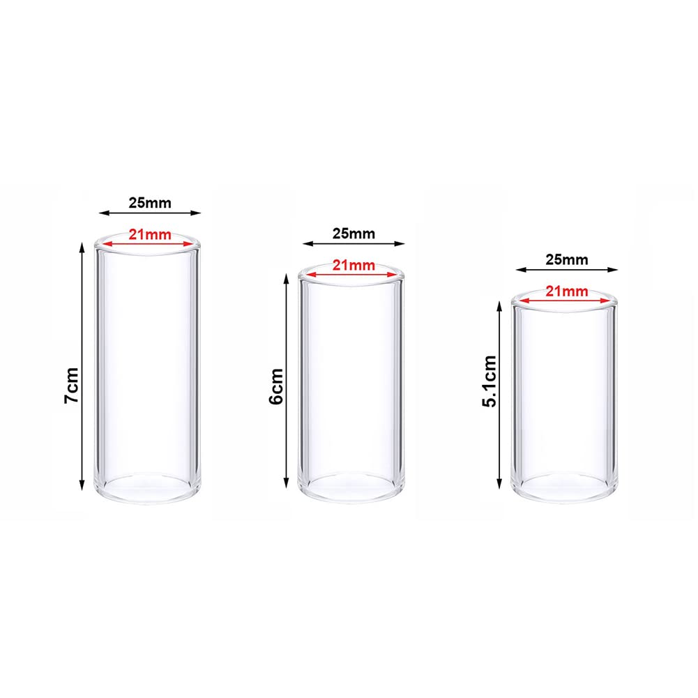 JIHUOO 3 Pcs Clear Glass Guitar Slides 51MM 60MM 70MM Finger Slides for Electric Bass Guitar, 51mm,60mm,70mm - Image 4