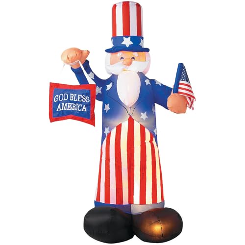 Gemmy Patriotic Inflatable 6' Uncle Sam with American Flag