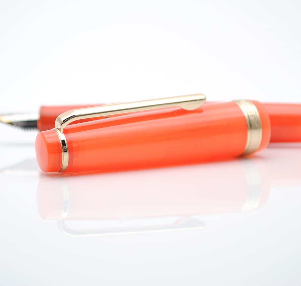 JINHAO 82 Celluloid Fountain Pen Acrylic Ink Pen with Ink Converter (Fine Nib, Gold Clip-Transparent Orange) - Image 3