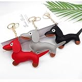 LUOFENG Mini süßer Dackel-Hund-Schlüsselanhänger-Anhänger, schöner PU-Leder-Tiere-Schlüsselanhänger für Handtasche, Tasche, Rucksack, Handtasche