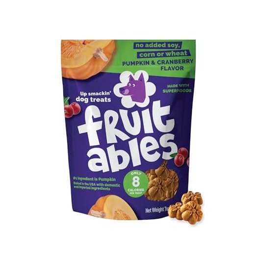 Fruitables Baked Dog Treats, Healthy Pumpkin Snacks for Dogs, Low Calorie & Delicious, No Wheat, Corn or Soy, Puppy Training Treats, Made in the USA, Pumpkin and Cranberry Flavor, 7oz