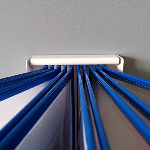 Leviatan Wand-Sichttafelsystem Wandhalterung für Sichttafeln Tafelsystem aus Metall zum Anschrauben an die Wand, Im Lager, in der Werkstatt, im Geschäft, im Labor + 10 blaue Sichttafeln