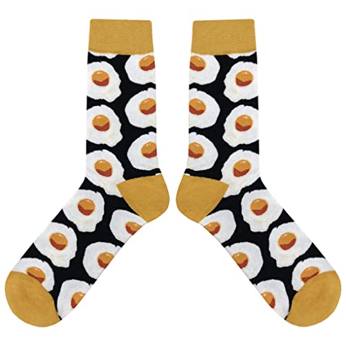Sunny Side Egg Dress Socks Funny Novelty Crazy Fun Design Men Size 8-12 Cotton Casual Crew Colorful Funky Fancy Socks Gift for Men2