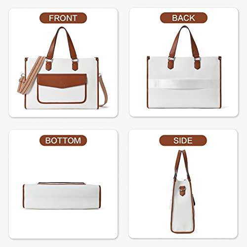 Bostanten Laptop Tote Bag For Women Canvas Work Bag Professional 15.6 Inch Briefcase Large Capacity Handbag Slim Business Office Purse #TOP5